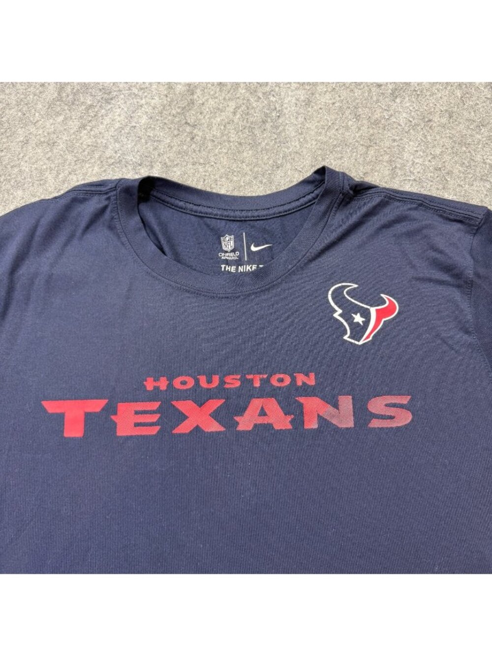 Houston Texans Nike Shirt Men L Blue Performance DRI-FIT Crew Neck Short Sleeve